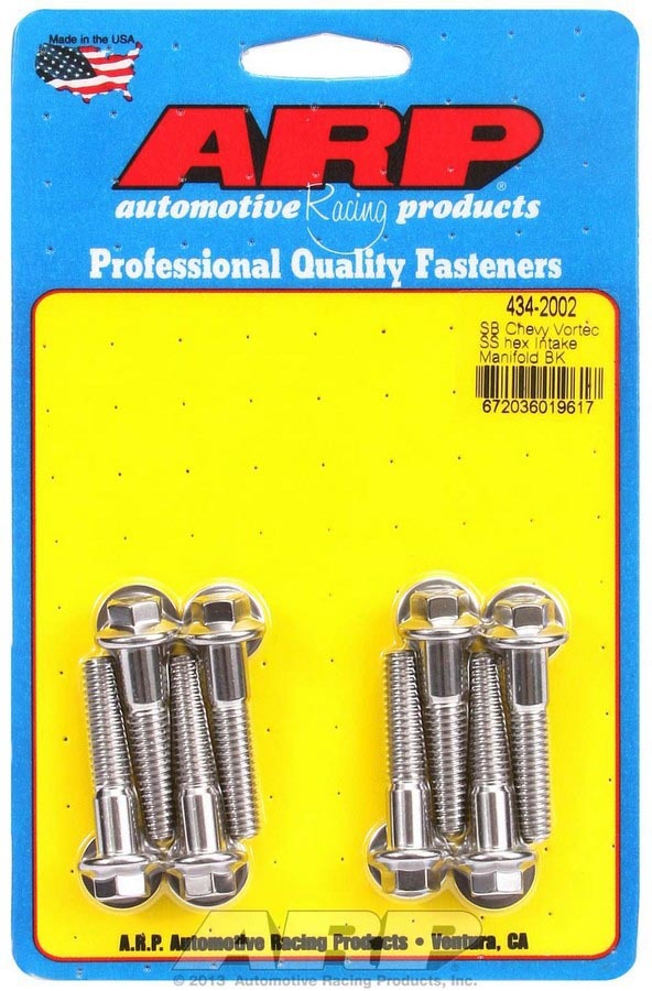 ARP SBC 434-2002 Stainless Steel Intake Manifold Bolt Kit with Hex Heads for Small Block Chevy