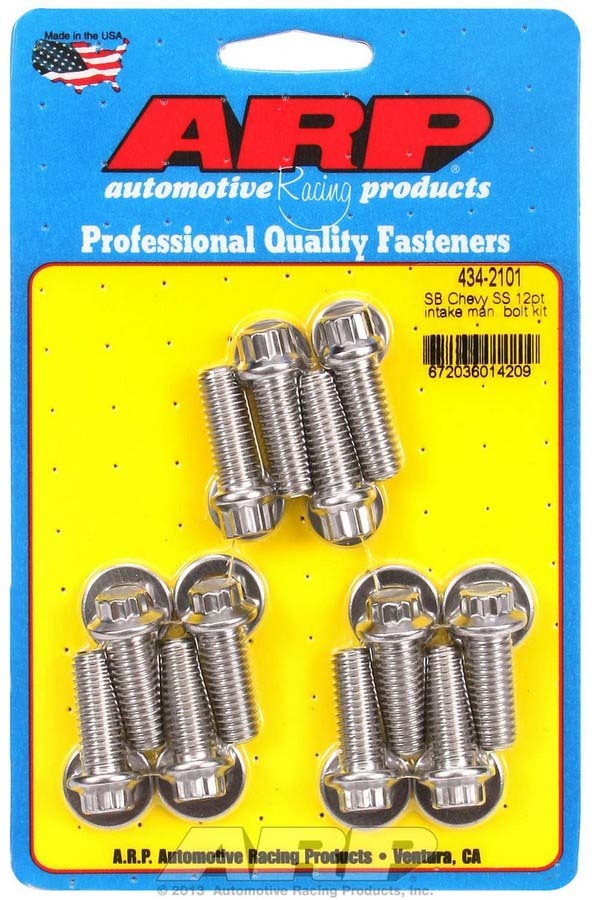 ARP SBC 434-2101 Stainless Steel Intake Manifold Bolt Kit with 12-Point Head for Small Block Chevy