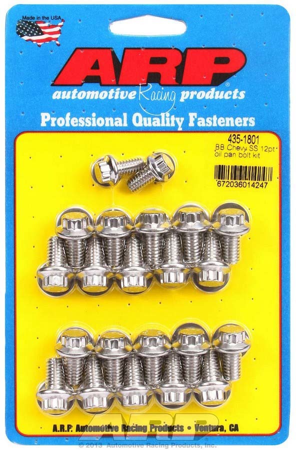 ARP BBC 435-1801 Stainless Steel Oil Pan Bolt Kit with 12-Point Head and 2-Piece Cork Gasket for Big Block Chevy Engines