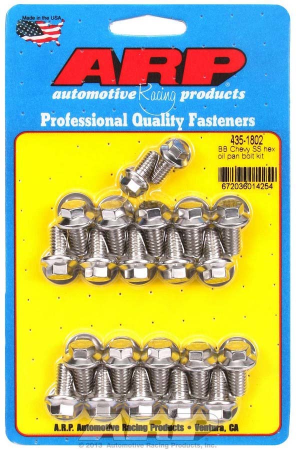 ARP BBC S/S Oil Pan Bolt Kit 6-Point Hex Head Stainless Steel with 2-Piece Cork Gasket