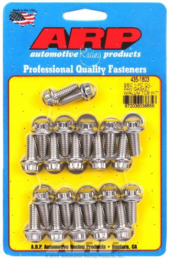 ARP BBC S/S Oil Pan Bolt Kit 12 Point Head Stainless Steel with Rubber Gasket