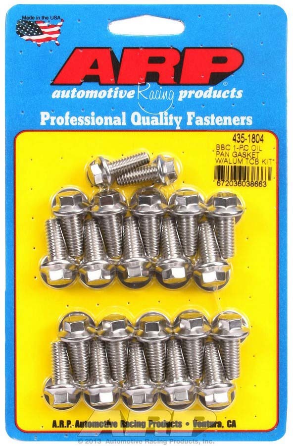 ARP BBC Stainless Steel Oil Pan Bolt Kit with Rubber Gasket, Hex Head, 1-Piece
