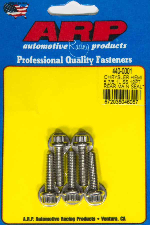 ARP Rear Engine Cover Bolt Kit for Mopar 5.7L and 6.1L Hemi with 12 Point Head, Stainless Steel, Polished Finish