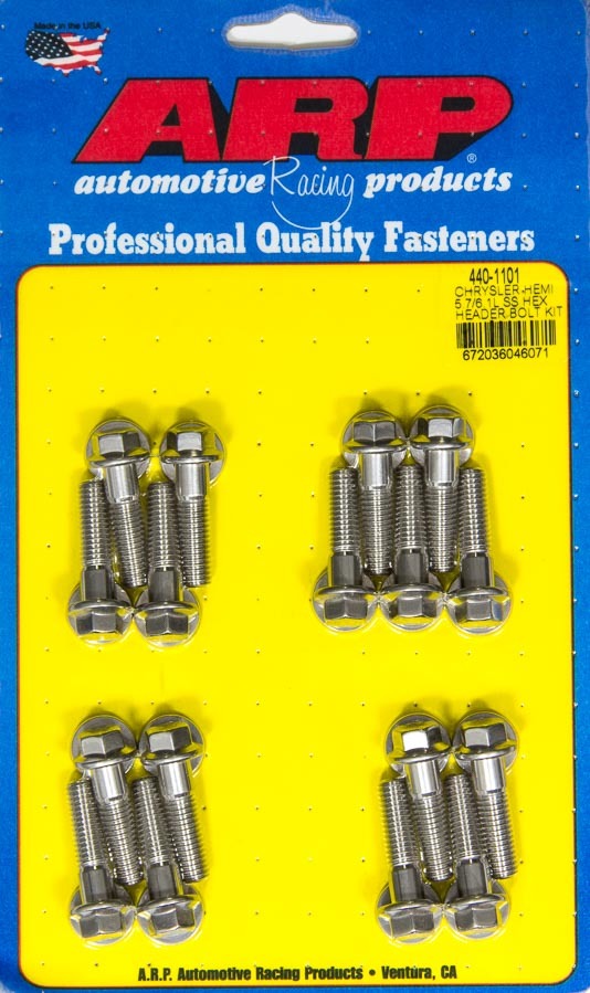 ARP Header Bolt Kit 440-1101 for Mopar Gen III Hemi 5.7L and 6.1L Engines, 8 mm x 1.25 Thread, Polished Stainless Steel, Set of 16