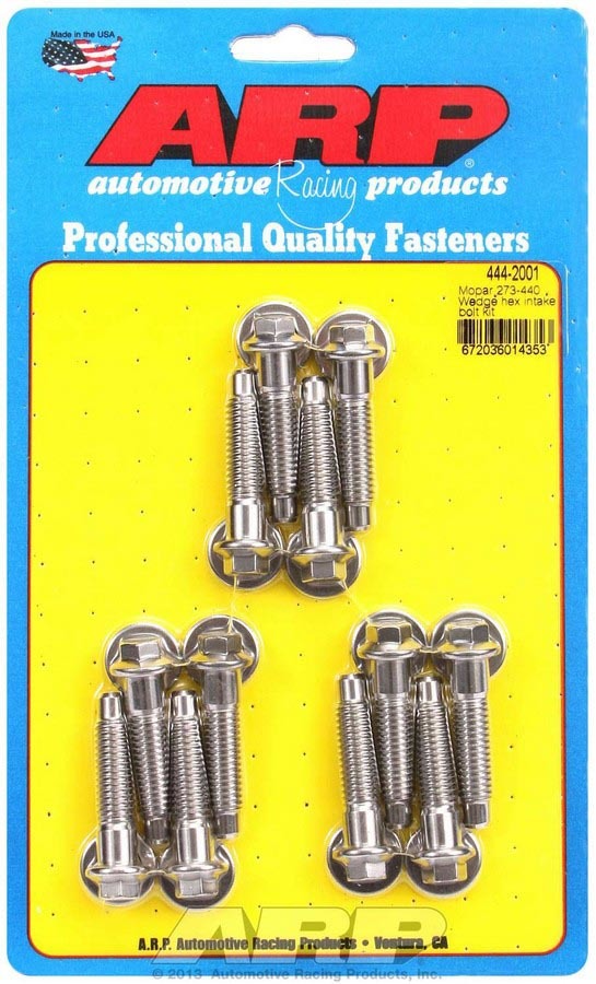 ARP 444-2001 Mopar Intake Bolt Kit, Stainless Steel, Polished Finish for V8 Engines