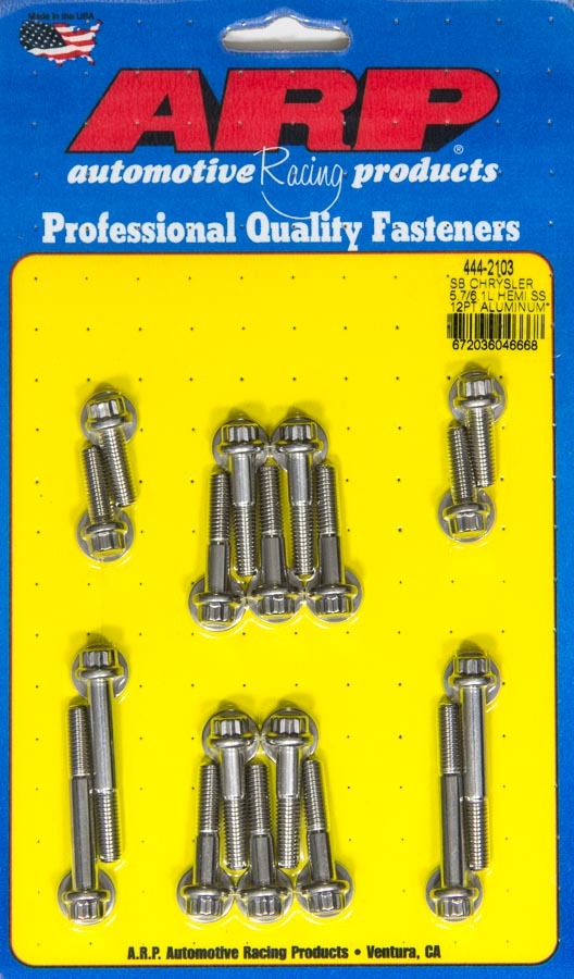 ARP 444-2103 Intake Manifold Bolt Kit for Mopar Gen III Hemi, 12-Point Head, Stainless Steel, Polished Finish