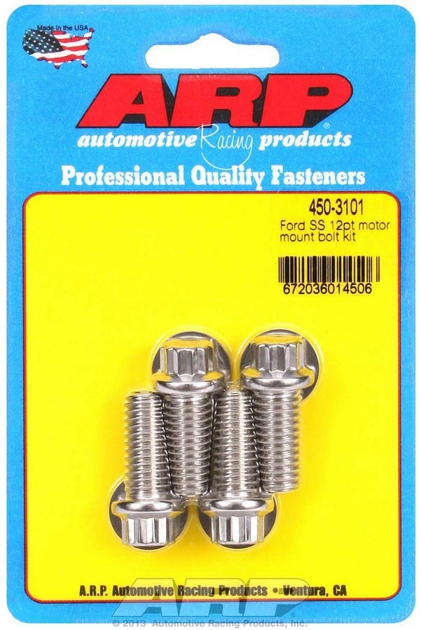 ARP SBF 450-3101 Stainless Steel Motor Mount Bolt Kit with 12-Point Heads for Small Block Ford