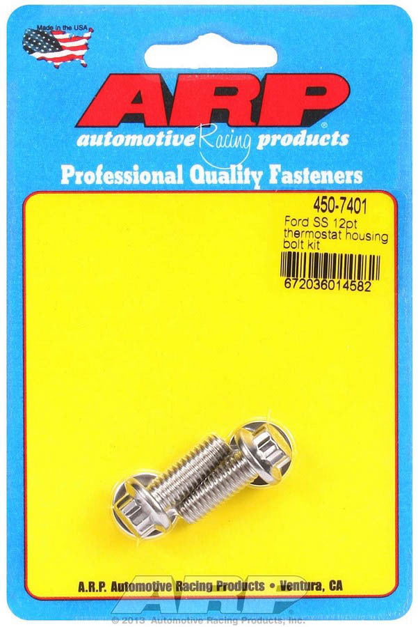 ARP Thermostat Housing Bolt Kit for Small Block Ford, 5/16 Inch Male Thread, 0.875 Inch Length, Polished Stainless Steel