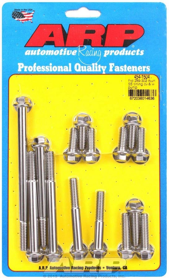 ARP 454-1504 Stainless Steel Timing Cover and Water Pump Bolt Kit for Small Block Ford