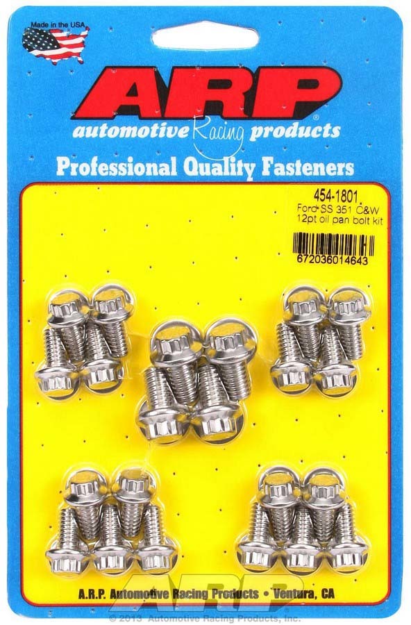 ARP 454-1801 Stainless Steel Oil Pan Bolt Kit for Ford Small Block and Cleveland Engines