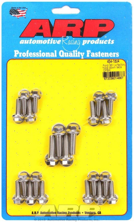 ARP SBF Oil Pan Bolt Kit for Small Block Ford, Stainless Steel, Polished Hex Head Fasteners