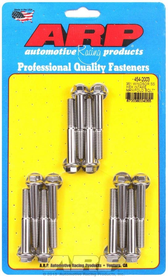 ARP 454-2003 Small Block Ford Intake Manifold Bolt Kit with Stainless Steel Hex Head Bolts