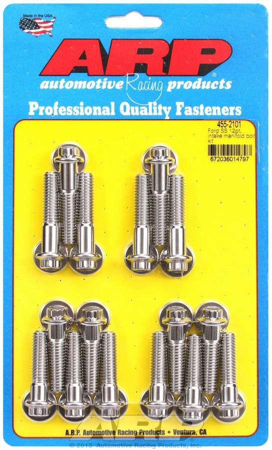 ARP 455-2101 Stainless Steel Intake Manifold Bolt Kit for Big Block Ford with 12-Point Heads