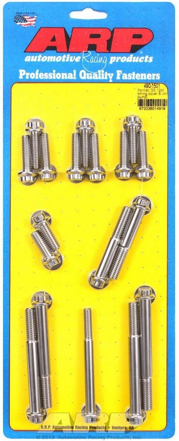 ARP 490-1501 Stainless Steel Timing Cover and Water Pump Bolt Kit for Pontiac V8