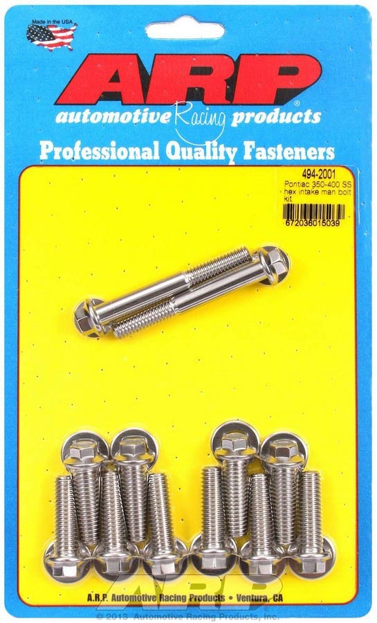 ARP 494-2001 Pontiac S/S Intake Bolt Kit – Stainless Steel Hex Head Bolts for Pontiac V8 Engines