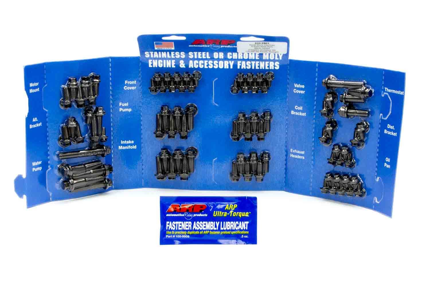 ARP SBC Complete Engine Fastener Kit 6-Point Hex Head, Chromoly, Black Oxide for Small Block Chevy