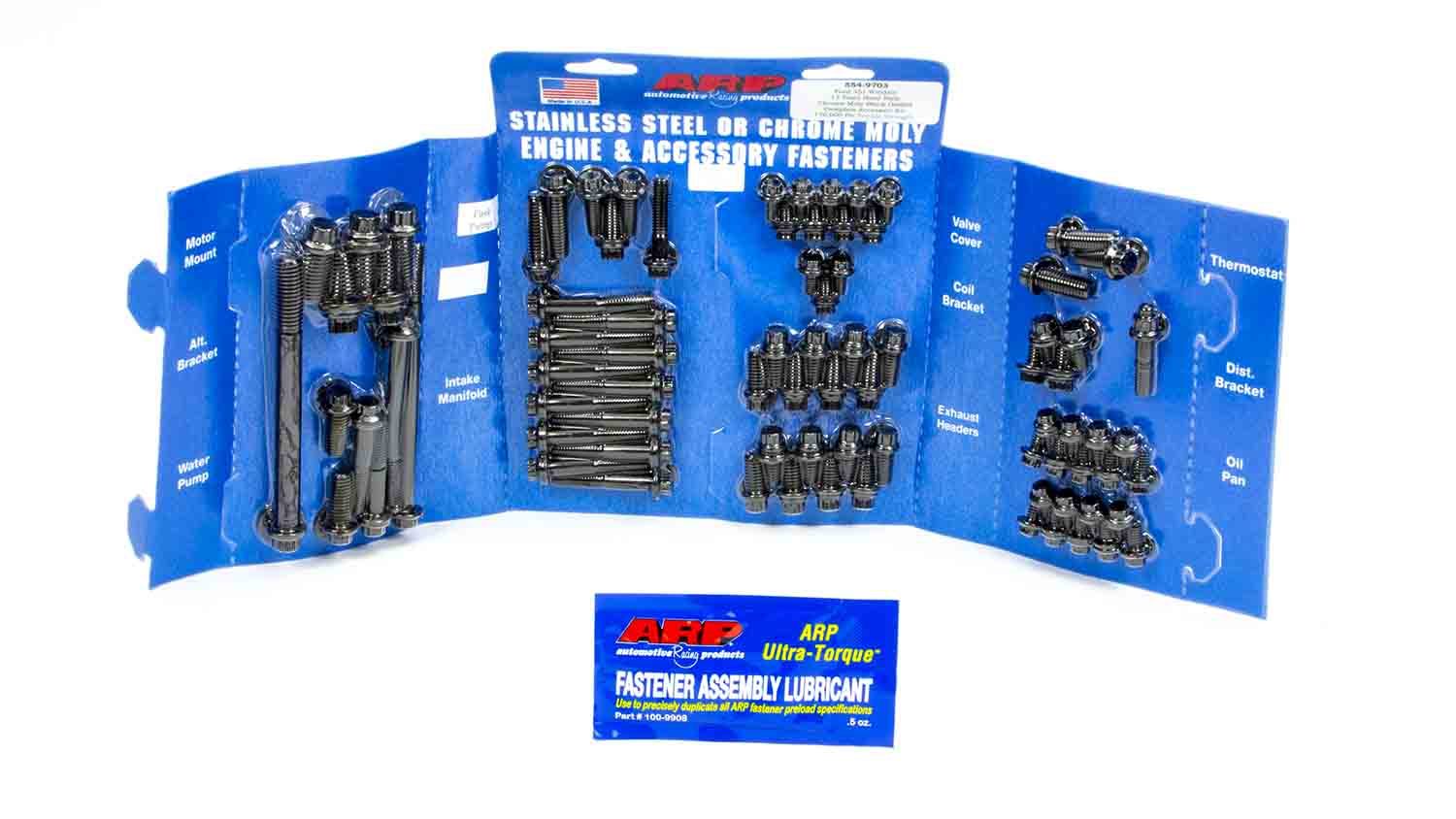 ARP SBF Complete Engine Fastener Kit 12 Point Head for Small Block Ford, Chromoly, Black Oxide Finish