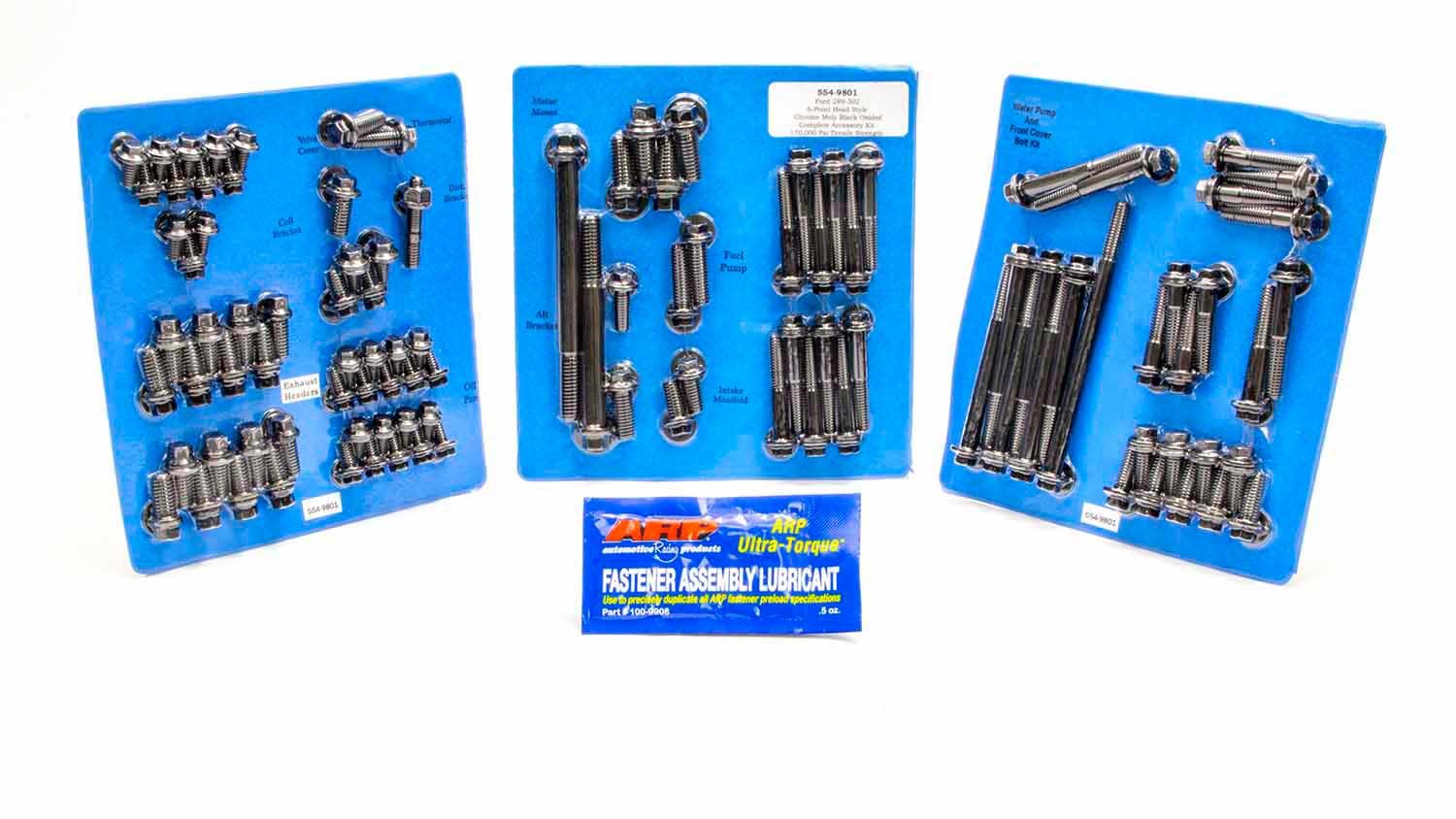 ARP SBF Complete Engine Fastener Kit 6-Point Hex Head Chromoly Black Oxide for Small Block Ford Engines