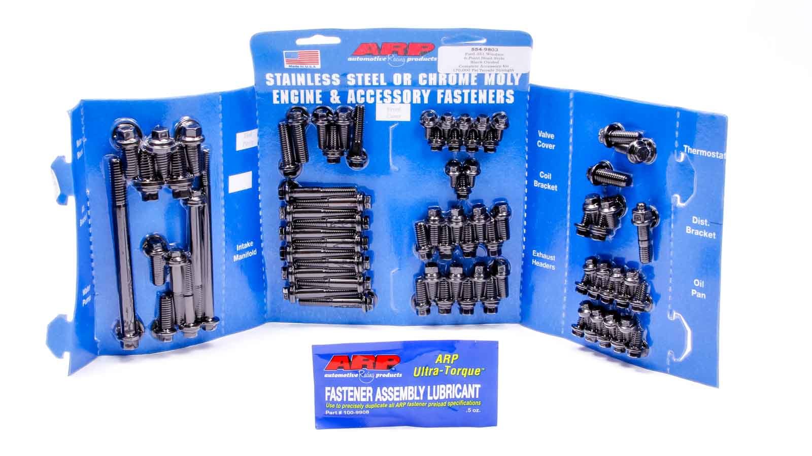ARP SBF Complete Engine Fastener Kit 6-Point Hex Head Chromoly Black Oxide for Small Block Ford