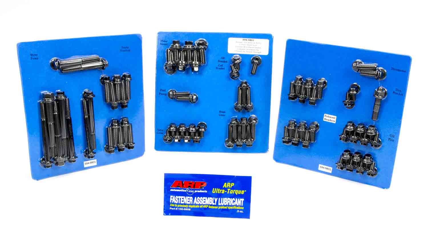 ARP 594-9801 Pontiac Complete Engine Fastener Kit, Hex Head, Chromoly, Black Oxide for V8 Engines