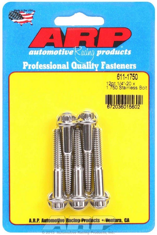 ARP 611-1750 Stainless Steel Bolt Kit with 1/4-20 Thread, 1.75 Inch Length, 5/16 Inch 12-Point Head