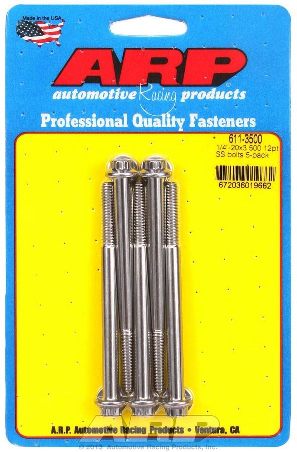 ARP 611-3500 Stainless Steel 1/4-20 x 3.5 Inch Bolt Kit with 12-Point Head