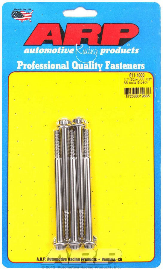 ARP 611-4000 Stainless Steel Bolt Kit with 1/4-20 Thread, 4-Inch Length, 12-Point Head