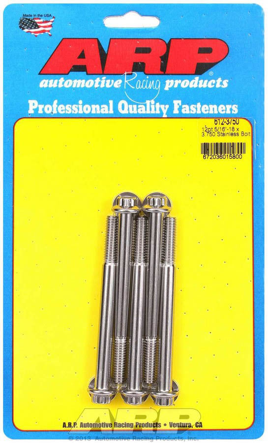 ARP 612-3750 Stainless Steel Bolt Kit, 5/16-18 Thread, 3.75 Inch Length, 12-Point Head, Set of 5