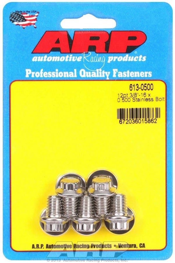 ARP 613-0500 Stainless Steel 3/8-16 x 0.5 Inch 12-Point Bolt Kit