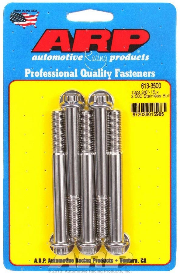 ARP 613-3500 Stainless Steel 3/8-16 x 3.5 Inch Bolt Kit with 12-Point Head, Set of 5