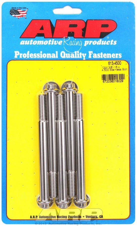 ARP 613-4500 Stainless Steel 3/8-16 x 4.5 Inch Bolt Kit with 12-Point Head – Set of 5