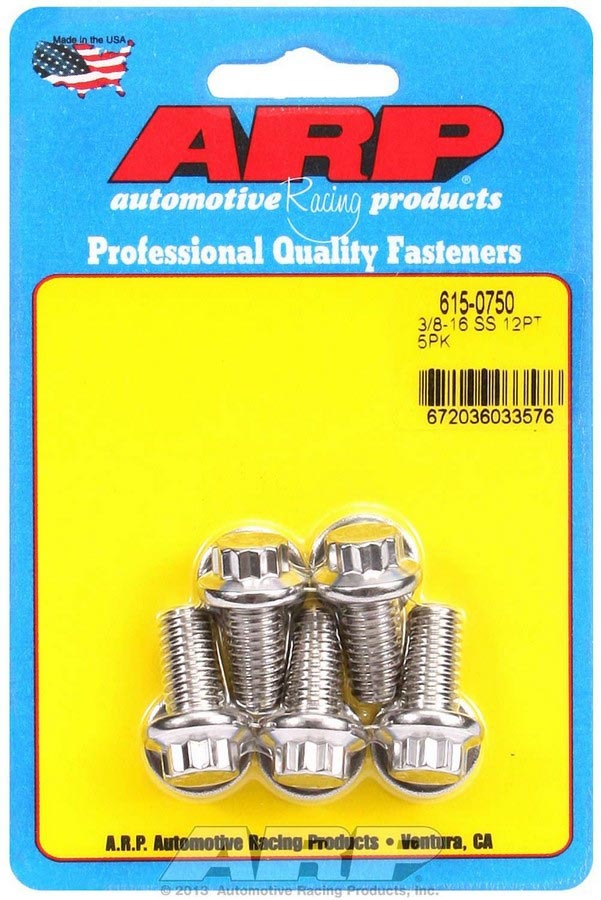 ARP 615-0750 Stainless Steel 3/8-16 x 0.75 Inch Bolt Kit with 12-Point Head, Set of 5