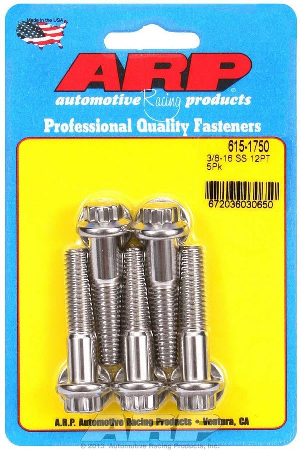 ARP 615-1750 Stainless Steel Bolt Kit with 3/8-16 Thread, 1.75 Inch Length, 12-Point Head, Set of 5