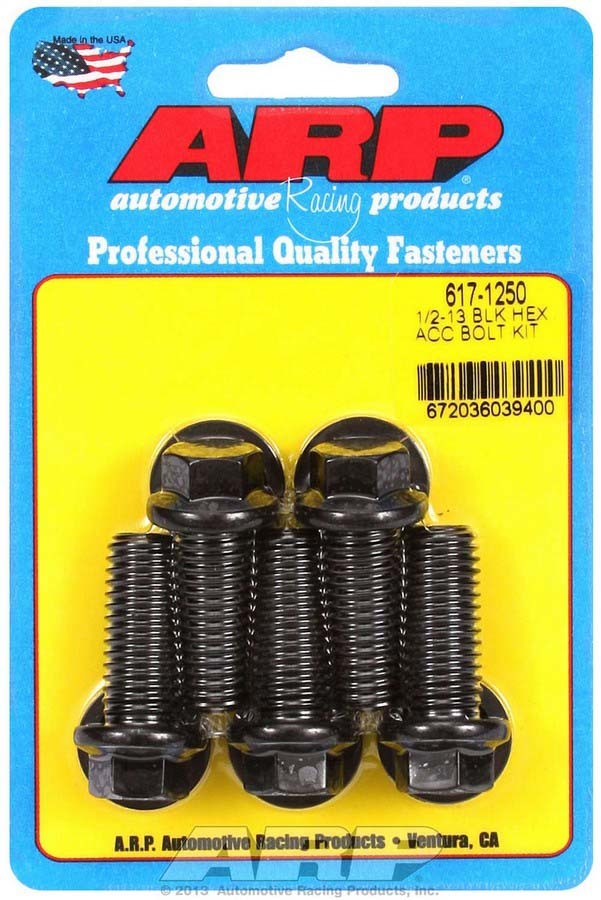 ARP Bolt Kit 617-1250 1/2-13 x 1.25 Inch Chromoly Black Oxide Hex Head Set of 5