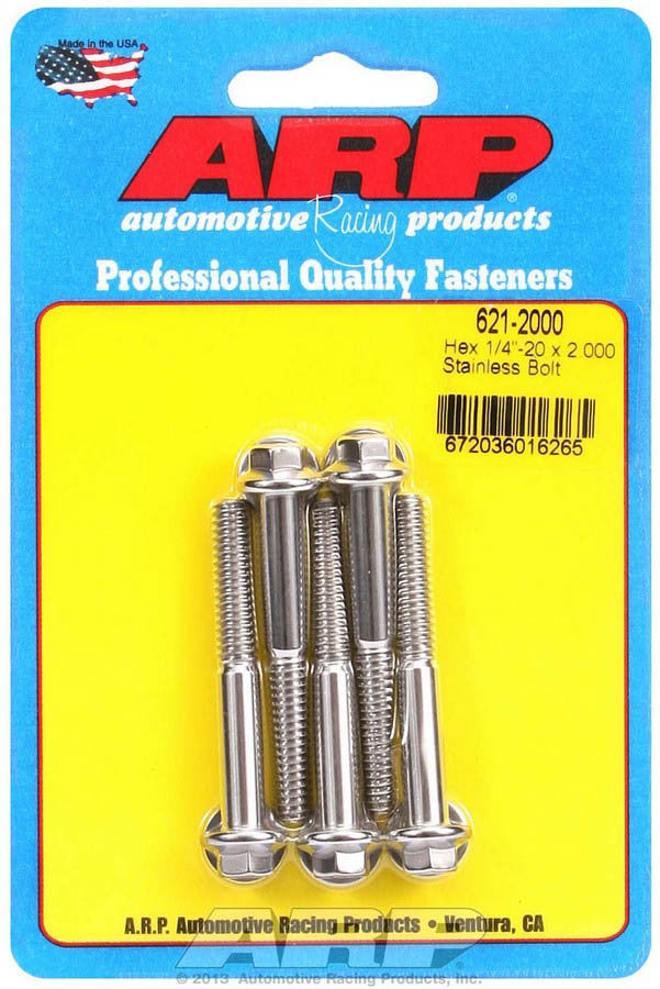 ARP 621-2000 Stainless Steel Bolt Kit, 1/4-20 Inch Thread, 2 Inch Length, 5/16 Inch Hex Head