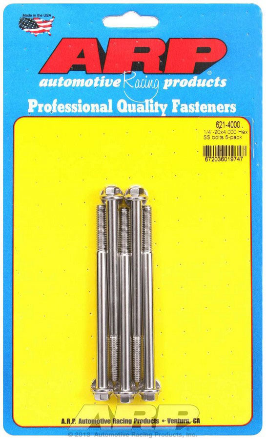ARP 621-4000 Stainless Steel Bolt Kit with 1/4-20 Thread, 4-Inch Length, 5/16-Inch Hex Head