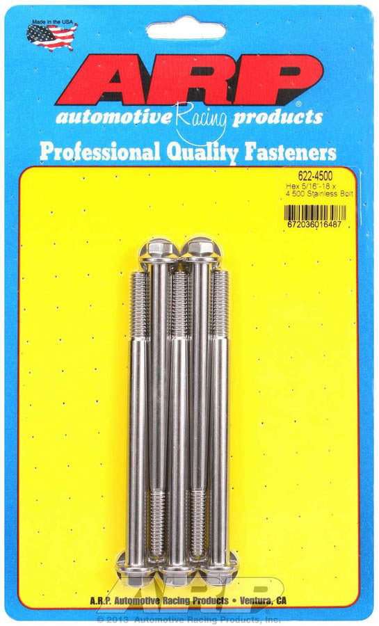 ARP 622-4500 Stainless Steel 5/16-18 x 4.5 Inch Bolt Kit with 3/8 Inch Hex Heads