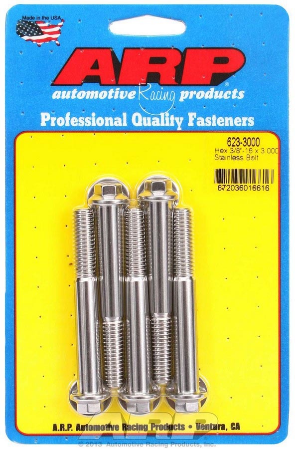 ARP 623-3000 Stainless Steel 3/8-16 x 3 Inch Hex Head Bolt Kit, Set of 5