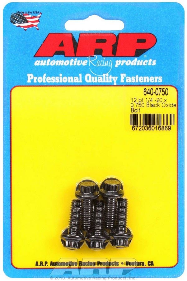 ARP 640-0750 Bolt Kit with 1/4-20 Inch Thread, 0.75 Inch Length, 12-Point Black Oxide Chromoly Finish, Set of 5