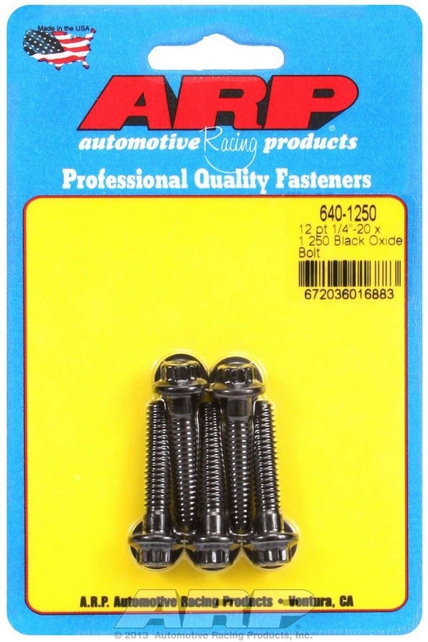 ARP 640-1250 Bolt Kit, 1/4-20 Threads, 1.25 Inch Length, 12-Point Black Oxide Chromoly, Set of 5