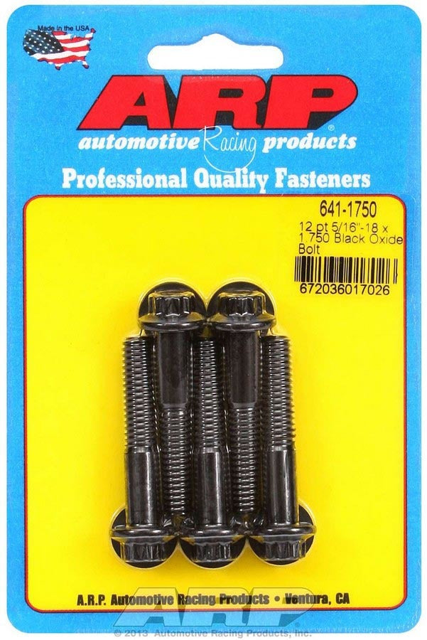 ARP Bolt Kit 641-1750 5/16-18 x 1.75 Inch Chromoly Black Oxide 12-Point Head Set of 5
