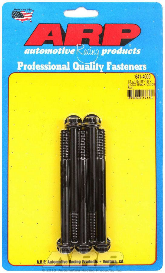 ARP 641-4000 Bolt Kit, 5/16-18 Thread, 4 Inch Length, 12-Point Head, Chromoly, Black Oxide Finish, Set of 5