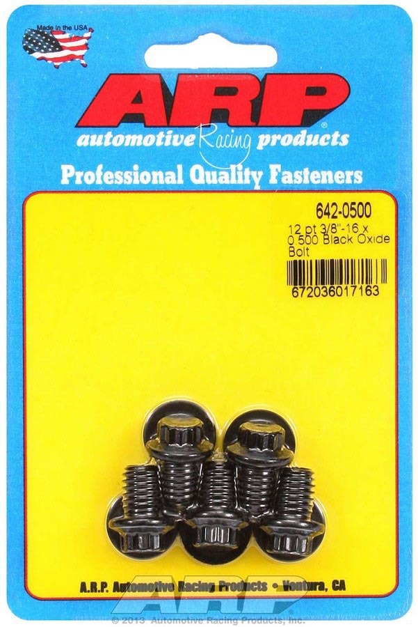 ARP Bolt Kit 642-0500 3/8-16 x 0.500 Inch Chromoly Black Oxide 12-Point Set of 5