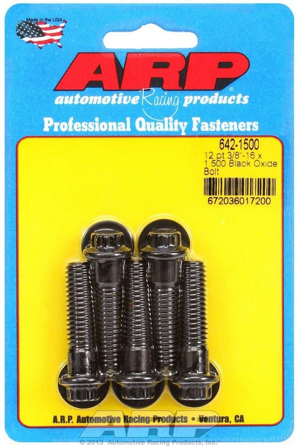 ARP 642-1500 Bolt Kit with 3/8-16 Thread, 1.5 Inch Length, 12-Point Head, Chromoly Steel, Black Oxide Finish, Set of 5