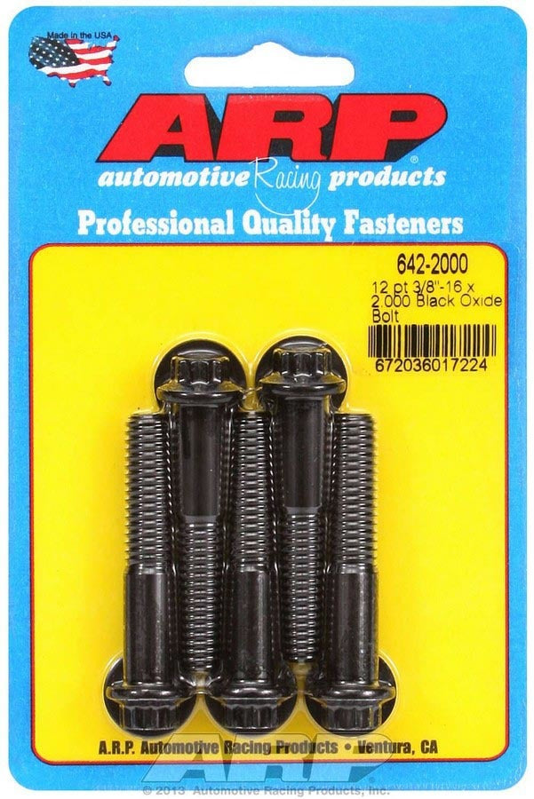 ARP 642-2000 Bolt Kit, 3/8-16 Thread, 2 Inch Length, 12-Point ChromeMol Black Oxide, Set of 5