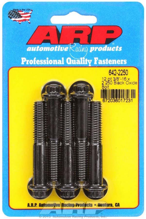 ARP 642-2250 Bolt Kit with 3/8-16 Thread, 2.25 Inch Length, 12-Point Black Oxide Chromoly Finish, Set of 5