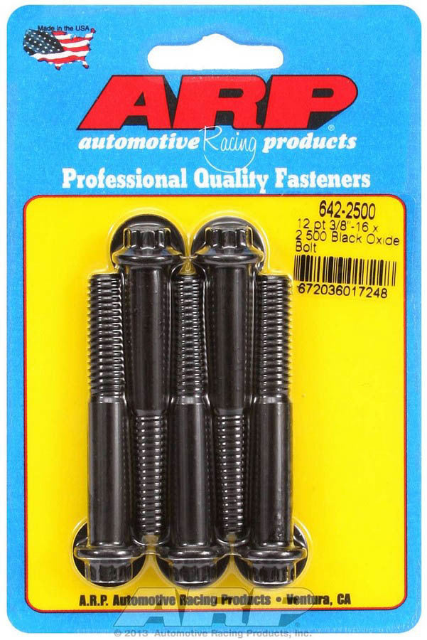 ARP 642-2500 Bolt Kit with 3/8-16 Thread, 2.5 Inch Length, 12-Point Head, Chromoly Steel, Black Oxide Finish, Set of 5