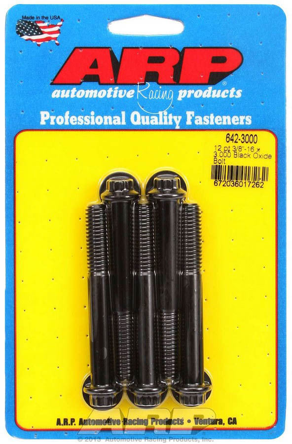 ARP 642-3000 Bolt Kit 3/8-16 x 3 Inches, 12-Point Head, Chromoly Steel, Black Oxide Finish, Set of 5