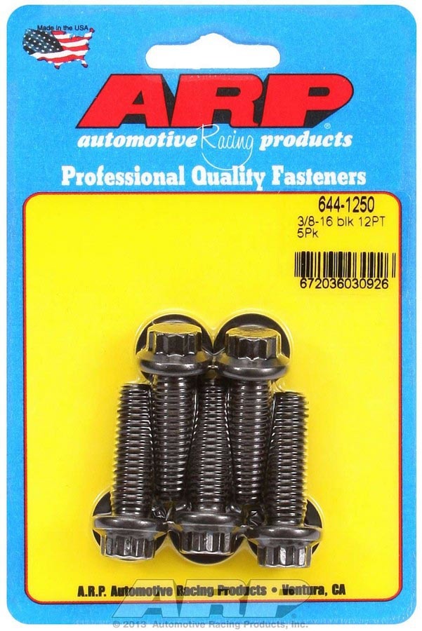 ARP 644-1250 Bolt Kit with 3/8-16 Thread, 1.25 Inch Length, 12-Point Black Oxide Chromoly Finish, Set of 5