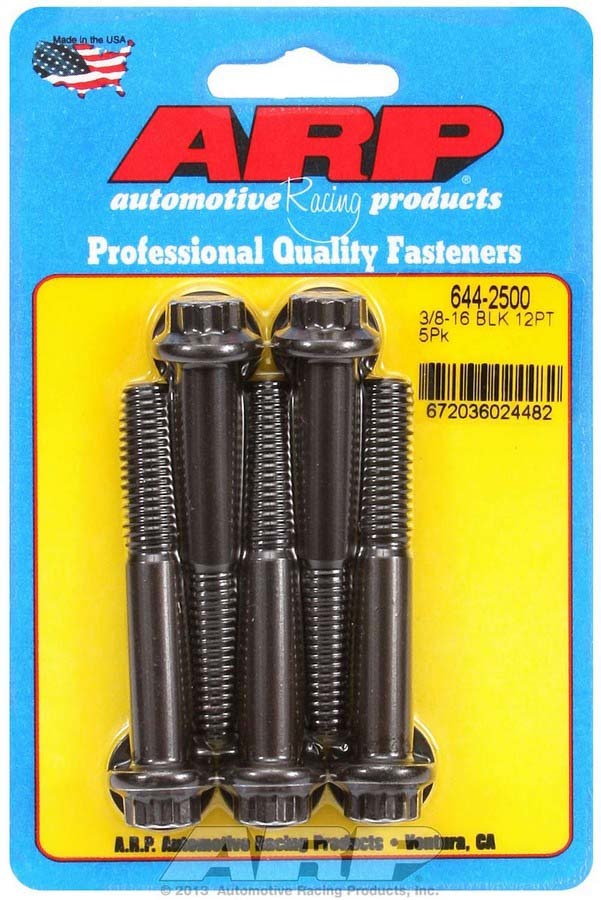 ARP 644-2500 Bolt Kit, 3/8-16 Thread, 2.5 Inches Long, 12-Point Head, Chromoly Steel, Black Oxide Finish, Set of 5